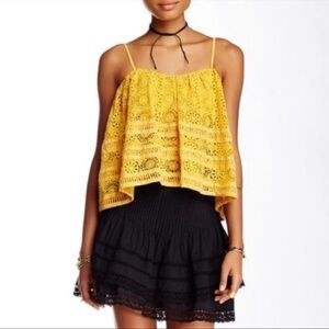 Free People‎ Summer's Night Black Lace Mini Skirt High Waisted Size 0 Y2K 90’s